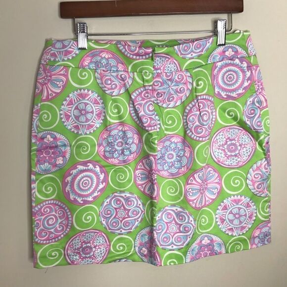Melly M Sz 6 pink green printed mini skirt preppy - Picture 3 of 5